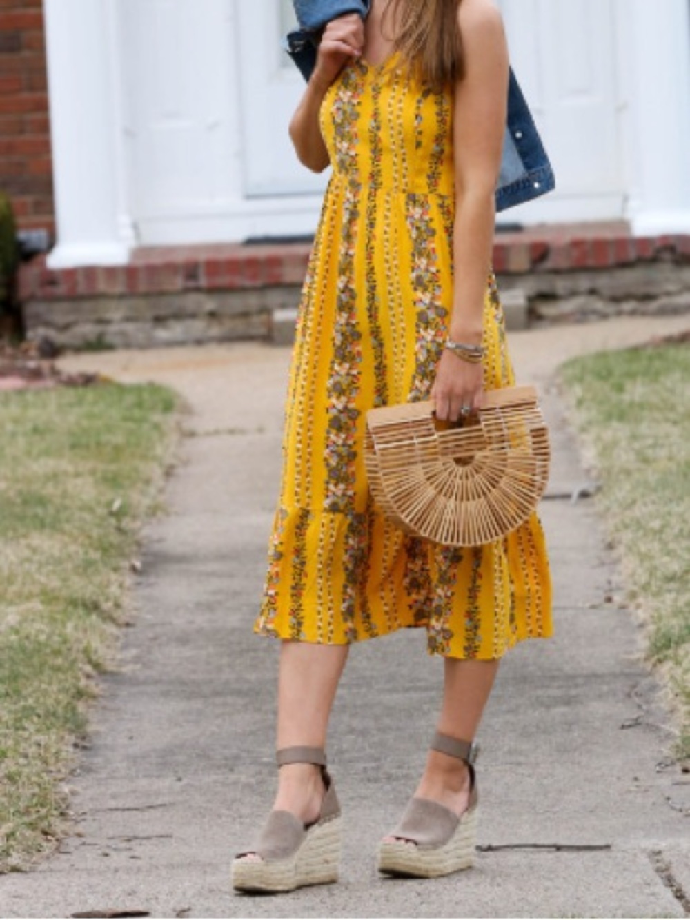 Old Navy Yellow Floral Midi Dress